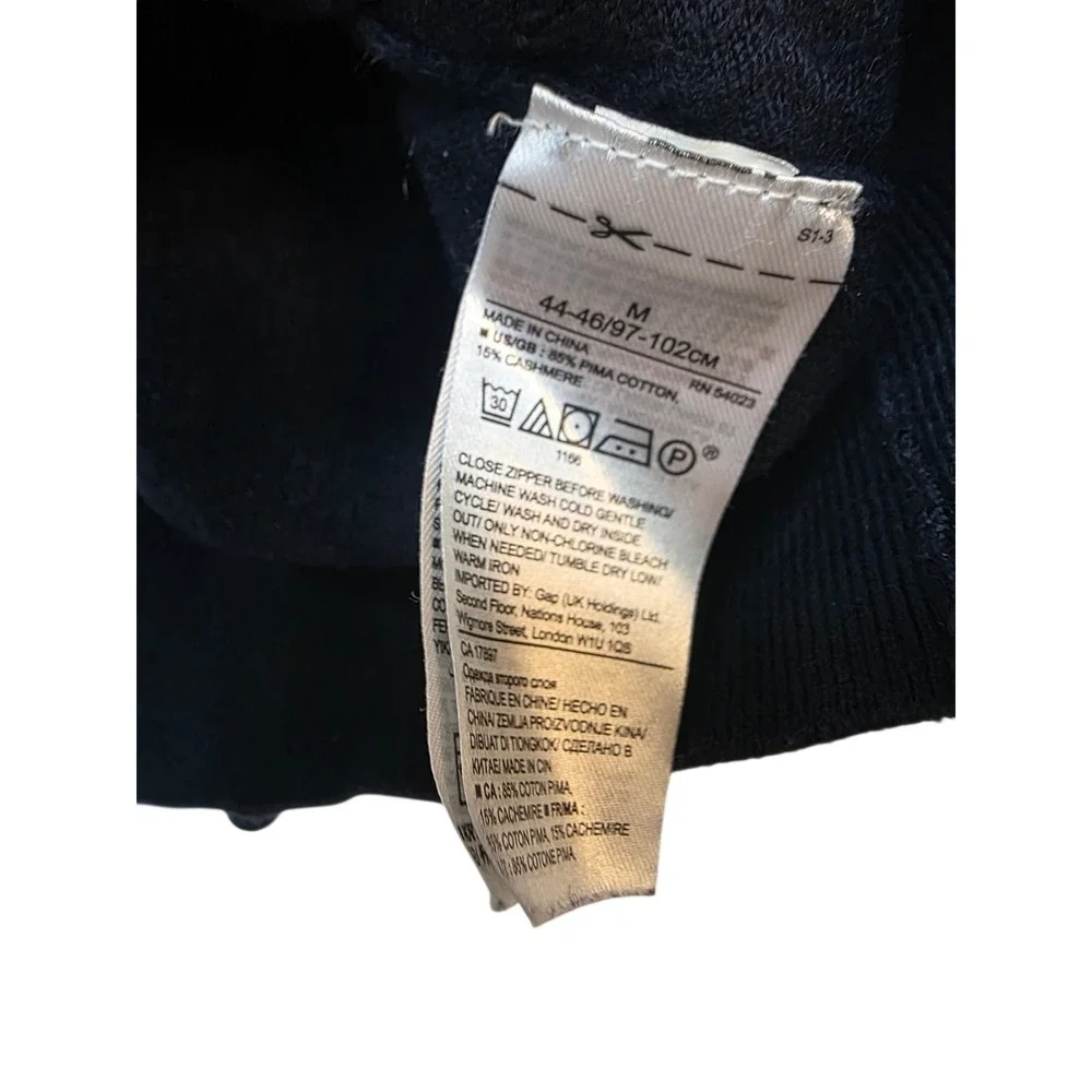 Banana Republic‎ Mens Navy Blue Pima Cotton Cashmere Quarter Zip Sweater Medium
